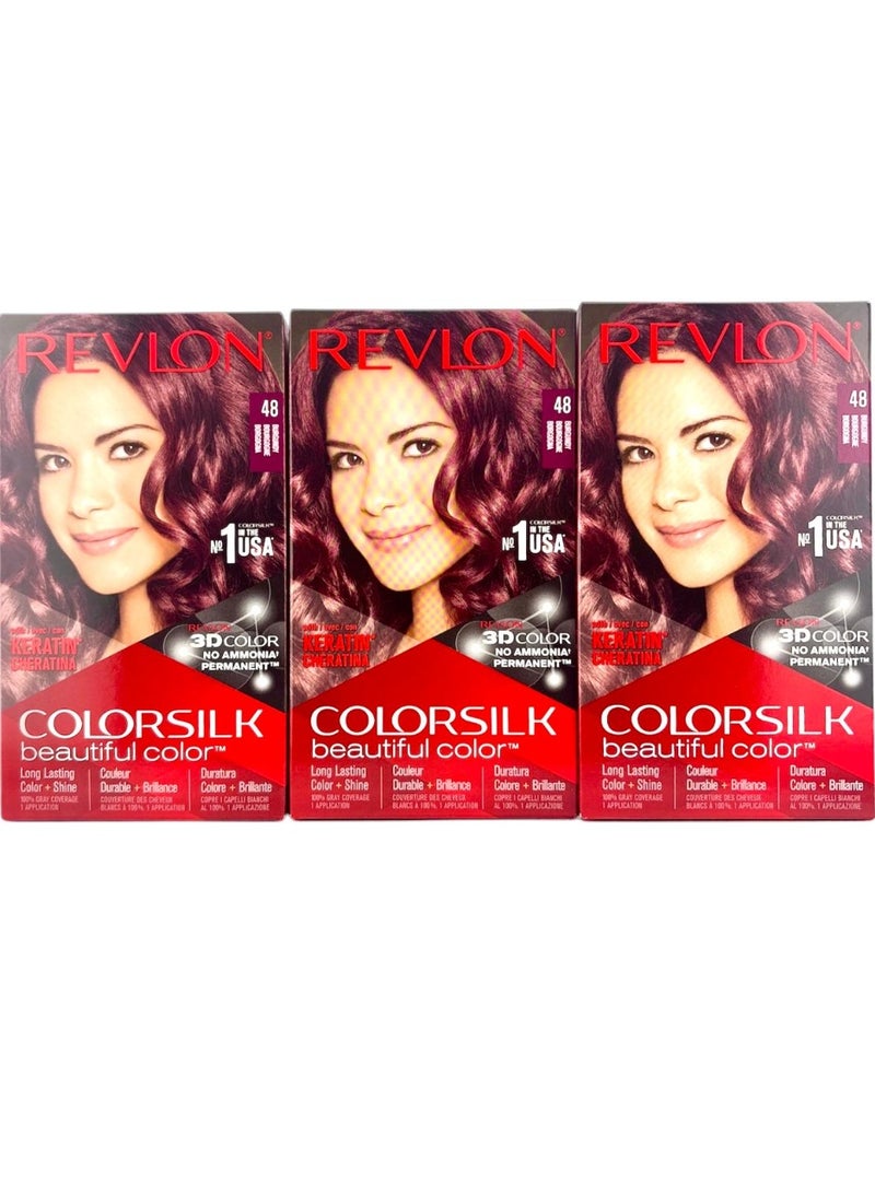 REVLON BURGUNDY COLOR SILK BEAUTIFUL COLOR 48 X PACK OF 3 - Image 1