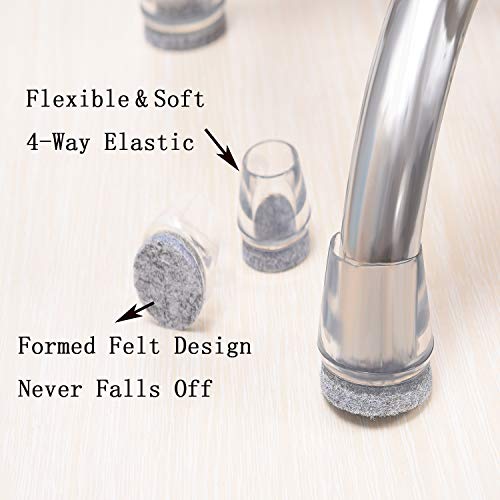 Furnigear Chair Leg Floor Protectors - Felt Furniture Pads Silicone Chair Leg Cups Round Hardware Floor Protectors (7/8” - 15/16”,20 Pack) - Image 4