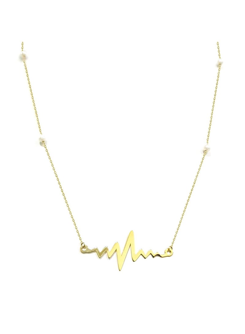18K Pure Gold Heart Beat Design Necklace