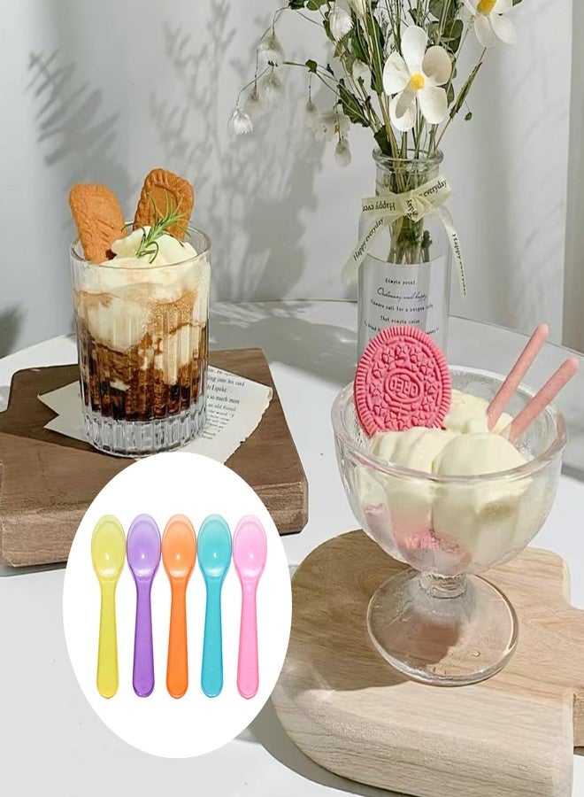 Lilaly 30 pcs Mini Spoons Dessert Spoons Tiny Spoon Mini Spoon, Small Plastic Spoons, suitable for Dessert and Ice Cream(30pcs-3") - Image 5