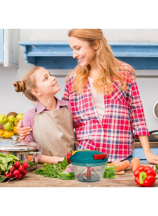 Rylan Multipurpose Plastic Vegetable Chopper Cutter 3 Blades for Effortlessly Chopping Vegetables and Fruits for Your Kitchen, Pool Green (650 ml). - Image 5