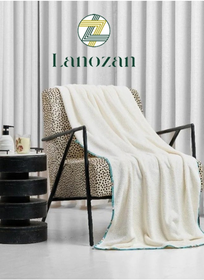 lanozan Large Bath Towel Size 180*90*3cm Off White  - Image 1