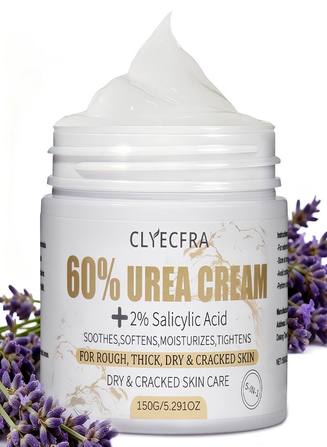 Clyecfra 5-in-1 60% Urea Cream with 2% Salicylic Acid, Urea Cream 60 Percent for Feet & Hands- Maximum Strength Moisturizer for Rough, Dry, Thick & Cracked Skin, Callus Remover, Deep Hydration, 150g - Image 1