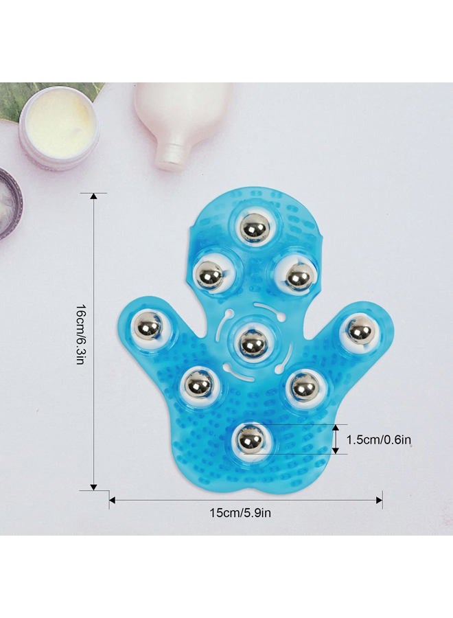 boseen Handheld Massage Ball for Muscle Back Neck Joint Foot Shoulder Leg Pain Relief - Palm Shaped Massage Tool with Roller Balls, Portable Design, Blue - Image 2