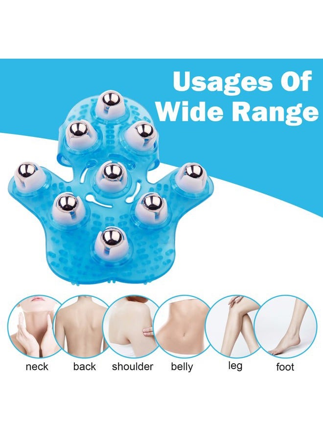 boseen Handheld Massage Ball for Muscle Back Neck Joint Foot Shoulder Leg Pain Relief - Palm Shaped Massage Tool with Roller Balls, Portable Design, Blue - Image 4