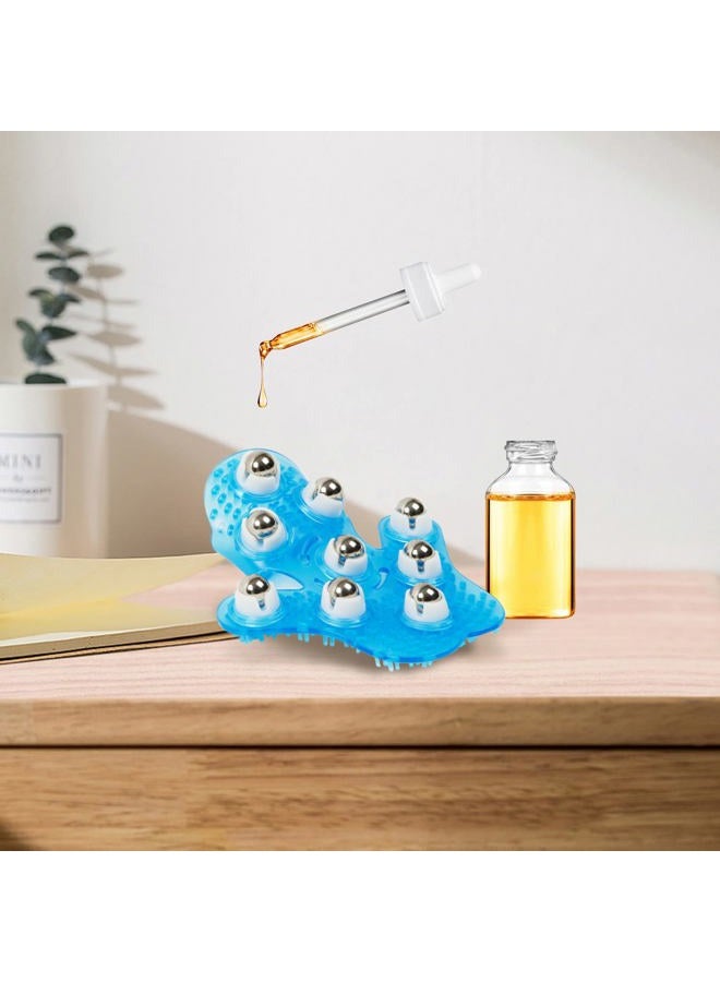 boseen Handheld Massage Ball for Muscle Back Neck Joint Foot Shoulder Leg Pain Relief - Palm Shaped Massage Tool with Roller Balls, Portable Design, Blue - Image 5