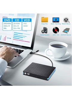 WAMBORY External CD DVD Drive, WAMBORY Portable External DVD Burner And Optical Drive with USB 3.0 and Type-C for Laptop, Desktop, Mac, Macbook, Windows 10/8/7/XP and Linux  - Image 3