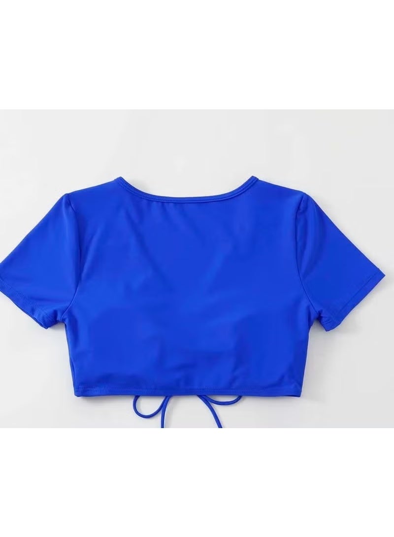 Angelsin Special Design Half Sleeve Ruffle Detailed Bikini Top - Image 2
