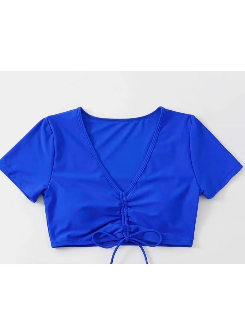 Angelsin Special Design Half Sleeve Ruffle Detailed Bikini Top - Image 3