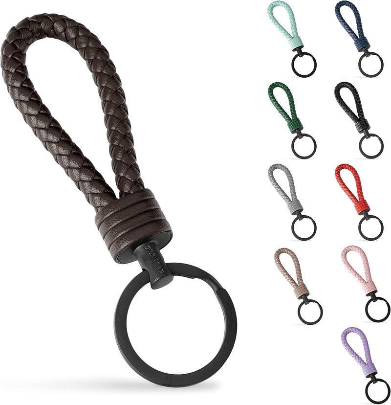 SERASAR Leather Keychain with Stainless Steel Keyring - Gift Box Included - Image 1
