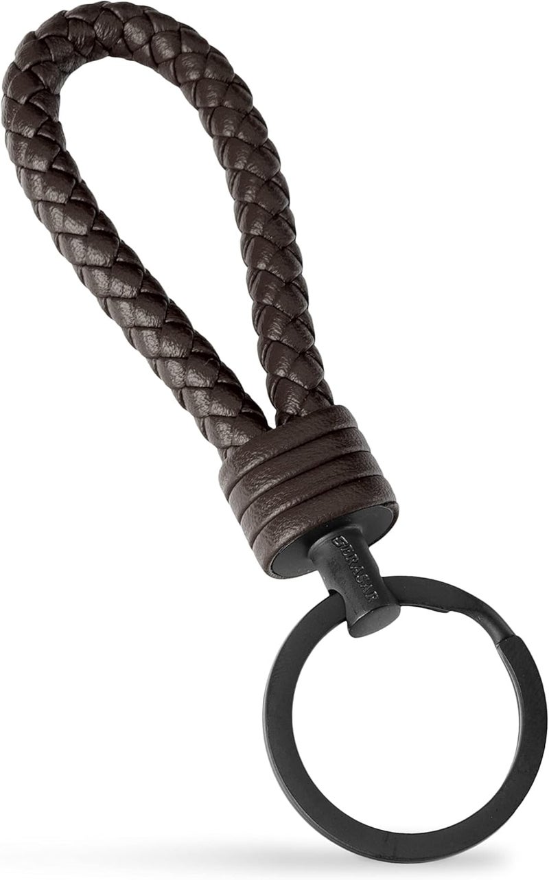 SERASAR Leather Keychain with Stainless Steel Keyring - Gift Box Included - Image 2