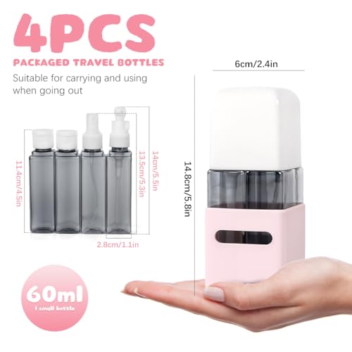 MAYCREATE® Polyethylene Travel Bottles For Toiletries Spray Bottle&Lotion Bottle Kit Portable Travel Toiletry Bottles Leak-Proof Refillable Small Bottles For Travel For Shampoo Liquid (Pink Set),60 Ml - Image 2