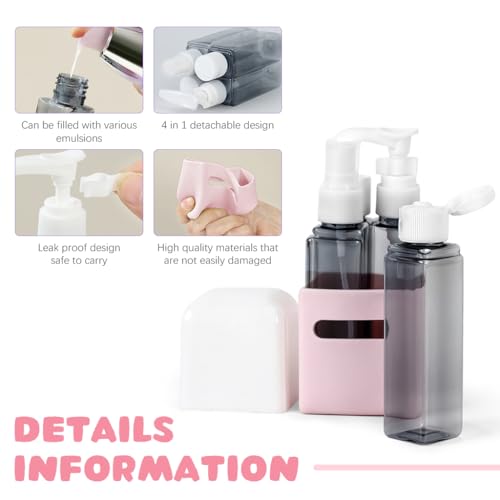 MAYCREATE® Polyethylene Travel Bottles For Toiletries Spray Bottle&Lotion Bottle Kit Portable Travel Toiletry Bottles Leak-Proof Refillable Small Bottles For Travel For Shampoo Liquid (Pink Set),60 Ml - Image 3