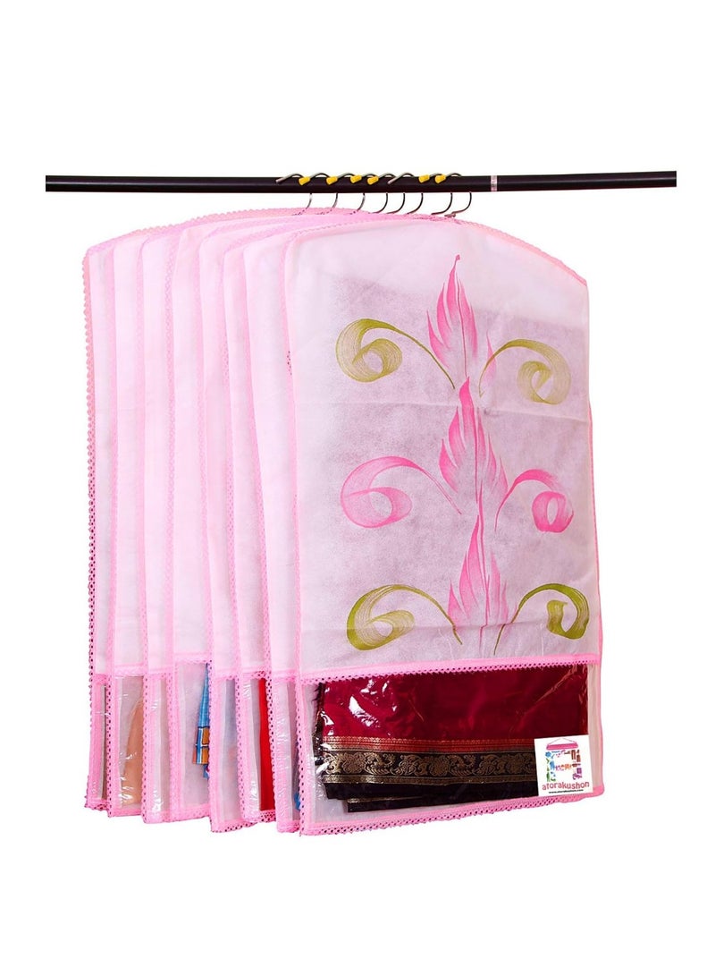 atorakushon ® Fabric Printed Hanging Saree Cover Wardrobe Organiser - Pack of 18 - Image 4