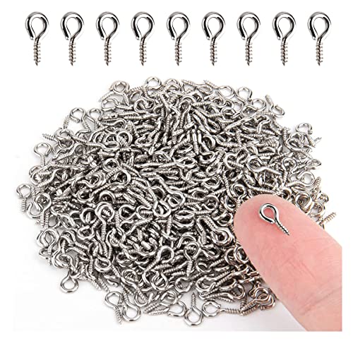 Excellentcrafts 100PCS Small Screw Eye Pins, 4 x 8mm Eye Pin Hooks, Eyelets Screw Threaded Clasps Hooks for Doing Art DIY, Mini Metal Hoop Peg for Jewelry Making (Nickel) - Image 1