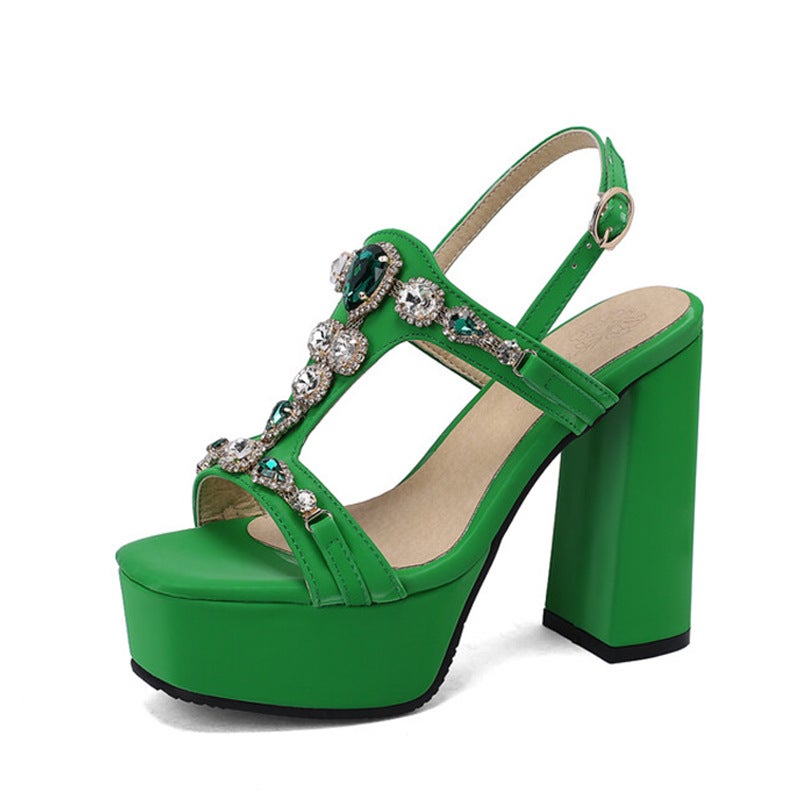Shuitai High Heel Women'S Shoes Summer Block Heel Sandals Large Size T2128 - Image 2