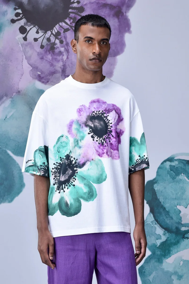 جينات ليكوانت هيمانت تيشيرت قطن جيرسي مفرد أبيض وأخضر