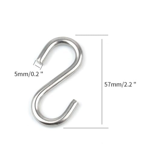 Hamineler 15 Pack Heavy Duty Stainless Steel S Shaped Hooks 2.2 Inch Long 1/5 Inch Thickness S Metal Hooks - Image 2