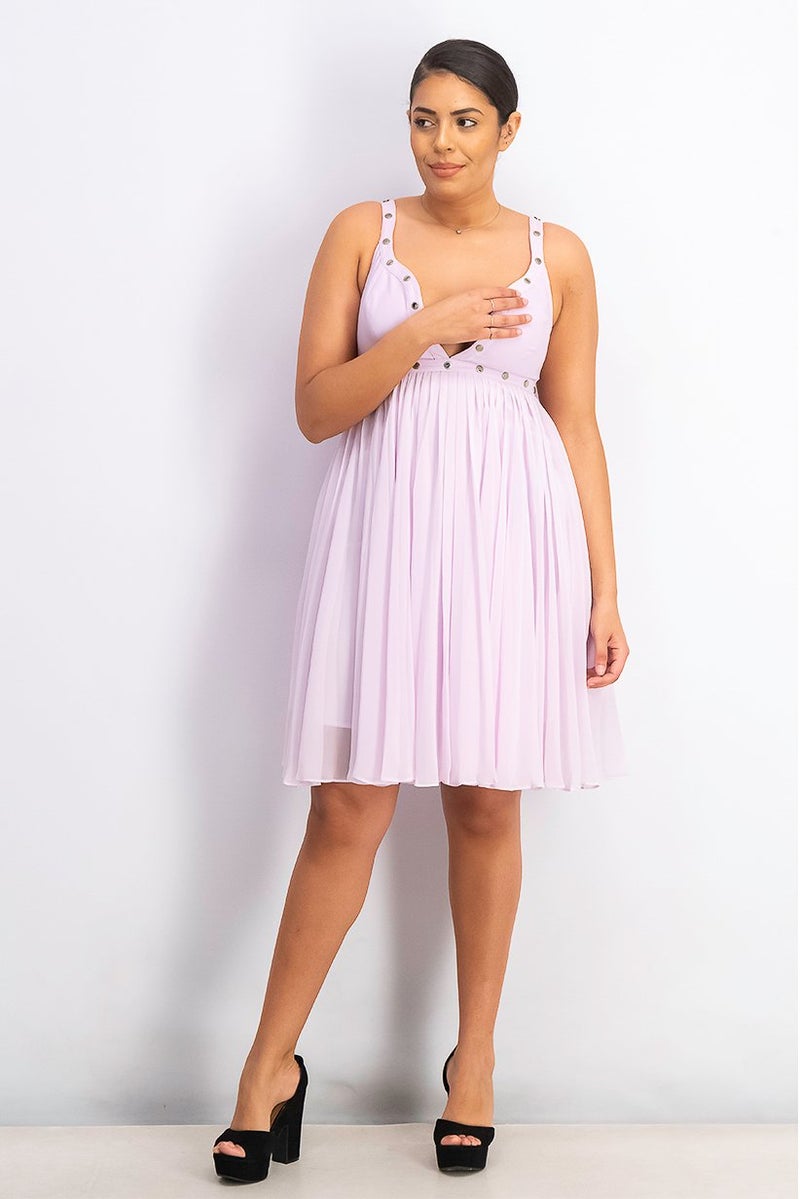Marciano Women Pleated Mini Dress, Lilac - Image 3