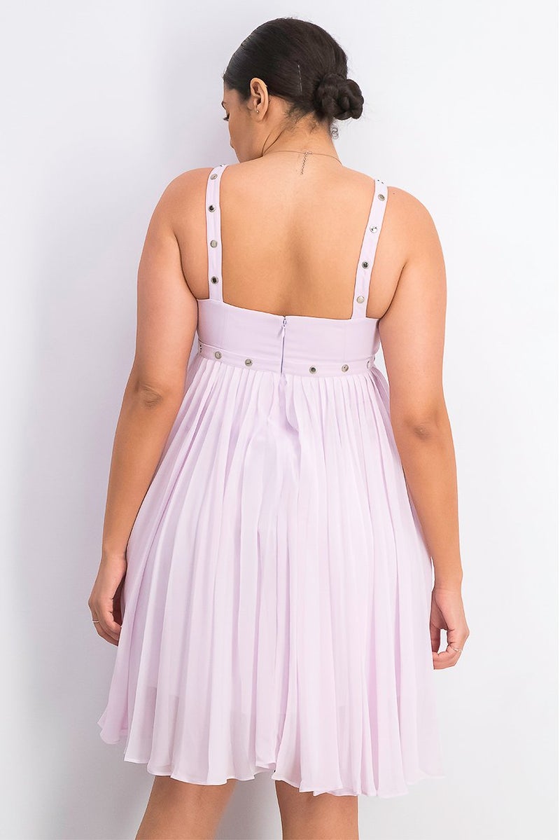 Marciano Women Pleated Mini Dress, Lilac - Image 4