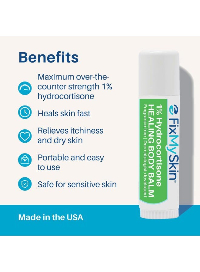 FixMySkin 1% Hydrocortisone Healing Body Balm – Fast Itch Relief, Dry Skin & Eczema Treatment, Heals Cracked Skin, Travel-Friendly Moisturizing Balm for Psoriasis, Dermatitis & Rashes, 0.5 oz - Image 3