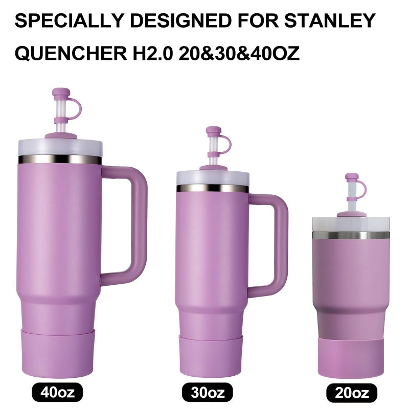 HYZ 8 Piece Accessories for Stanley Cup, Silicone Spill Proof Stopper Set and Protective Boot Including Straw Cover Cap for Stanley H2.0 20oz 30oz 40oz Tumbler, Lilac - Image 4
