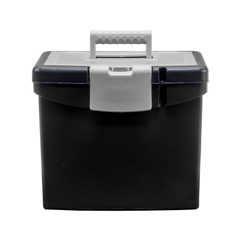 Storex 61504B02C Portable File Box with XL Lid, 11 x 13-1/2 x 11 Inches, Black - Image 3