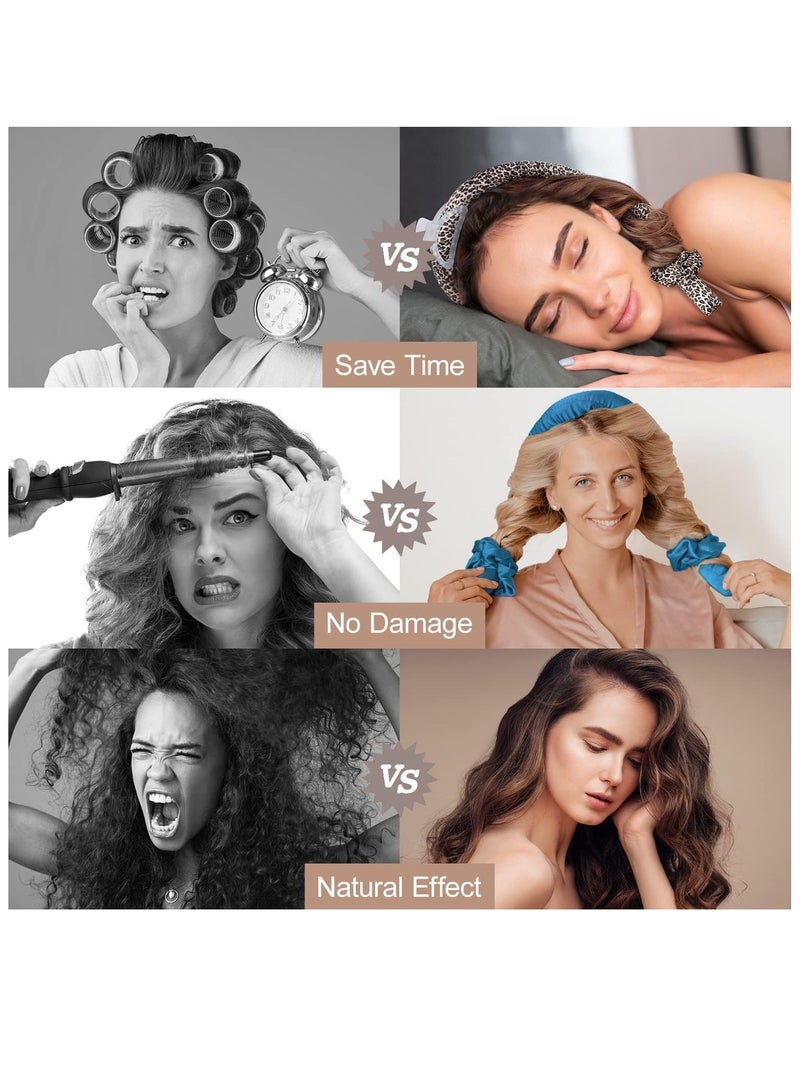 إيلور طقم إيلور للتمويج بدون حرارة – رولات شعر من الساتان لتمويج الشعر بدون حرارة | بكرات ليلية للنوم | طوق تمويج للشعر القصير والطويل | لفافة شعر (جلام) - Image 3