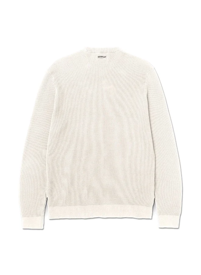 كاتربلر CAT Men’s Full Fashion Pullover Sweater – 100% Supercombed Compact Cotton – Waffle Knit – Rib Neck & Cuffs