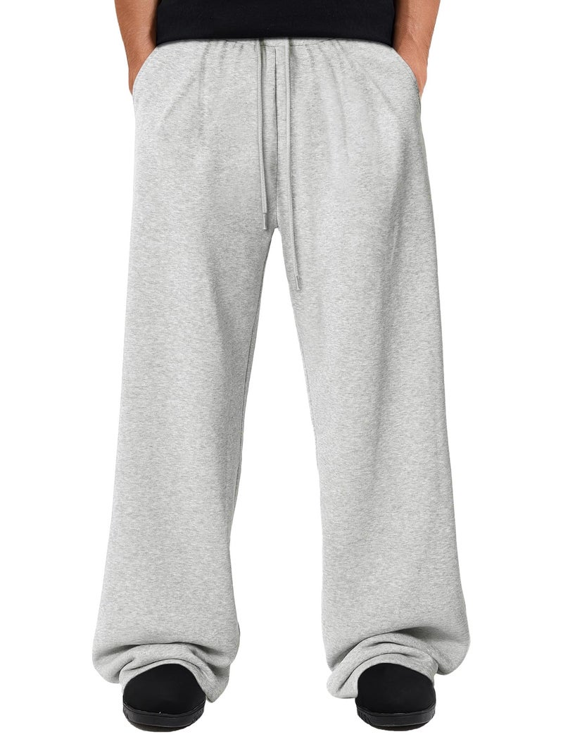 ZUGJAM Men's Baggy Sweatpants Wide Leg Lounge Sweat Pants with Pockets Light Gray M - Image 1