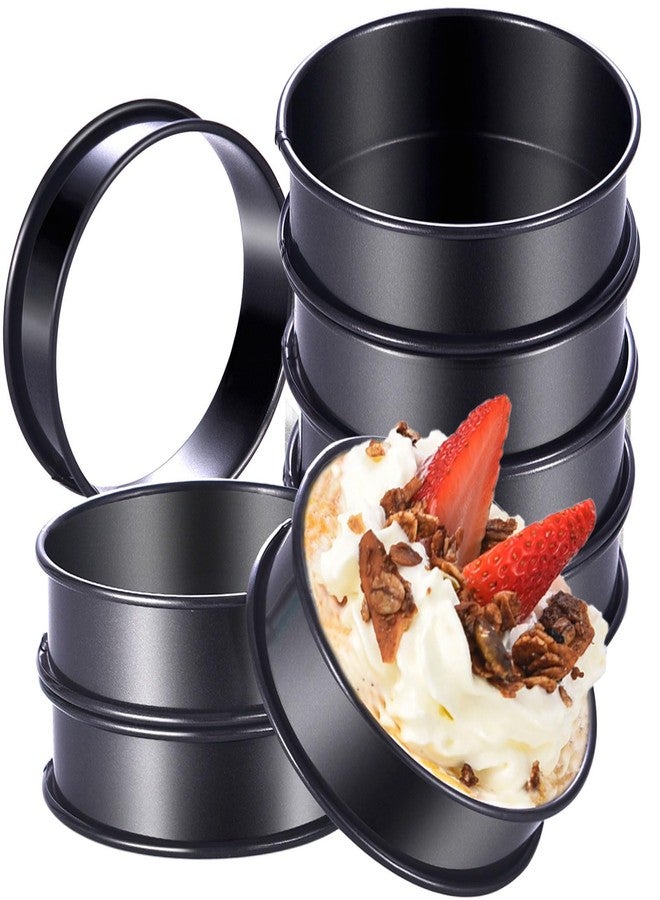 DATANYA مجموعة داتانيا من 8 حلقات كرامبيت غير لاصقة، حلقات مافن إنجليزي 4 بوصة - حلقات تارت مزدوجة اللف من الفولاذ المقاوم للصدأ، قوالب حلقات معجنات معدنية دائرية مطورة للخبز - Image 1