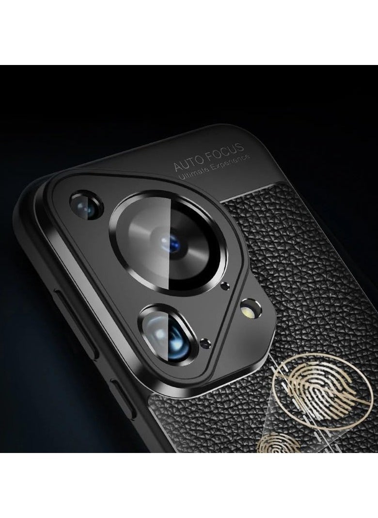 Cover Compatible with Huawei Pura 70 Ultra Cover Lychee Pattern Leather Shock Protective Case, Soft TPU Silicone Anti-Shock Case Cover