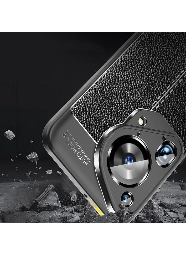 Cover Compatible with Huawei Pura 70 Ultra Cover Lychee Pattern Leather Shock Protective Case, Soft TPU Silicone Anti-Shock Case Cover