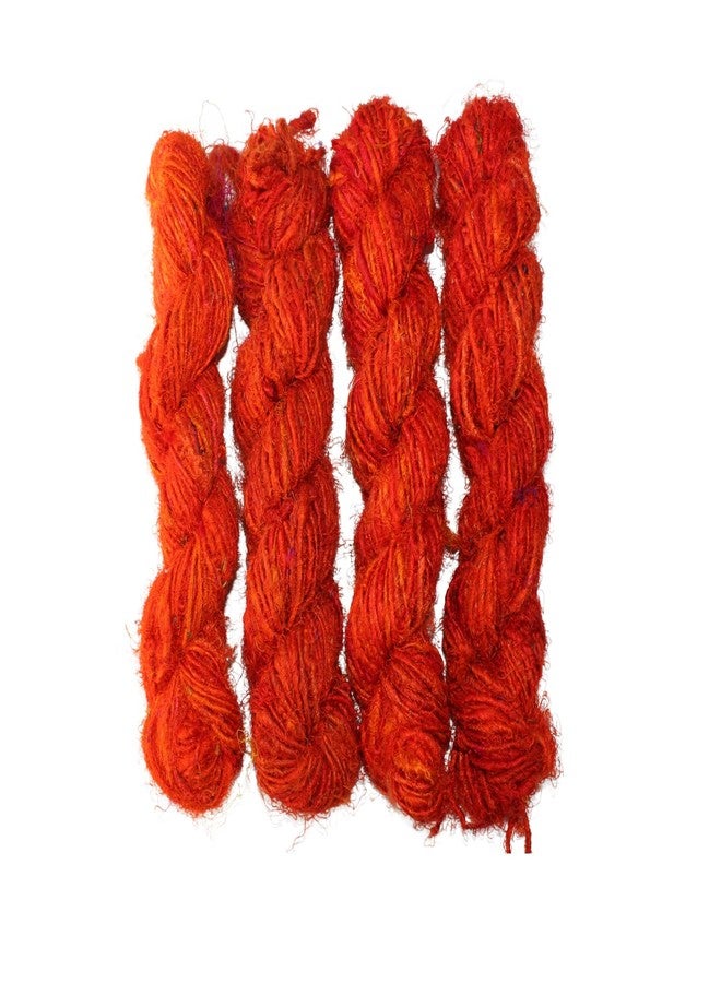 Knitsilk Recycled Sari Silk Yarn - Red Shade (100 Grams) - Image 5