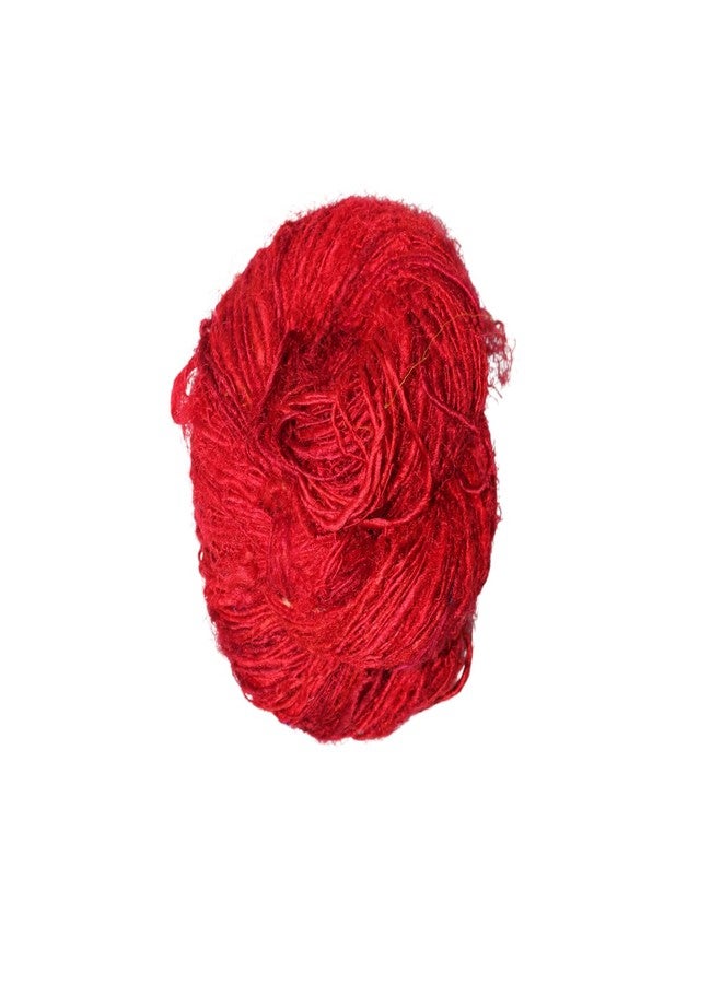 Knitsilk Recycled Sari Silk Yarn - Red Shade (100 Grams) - Image 3