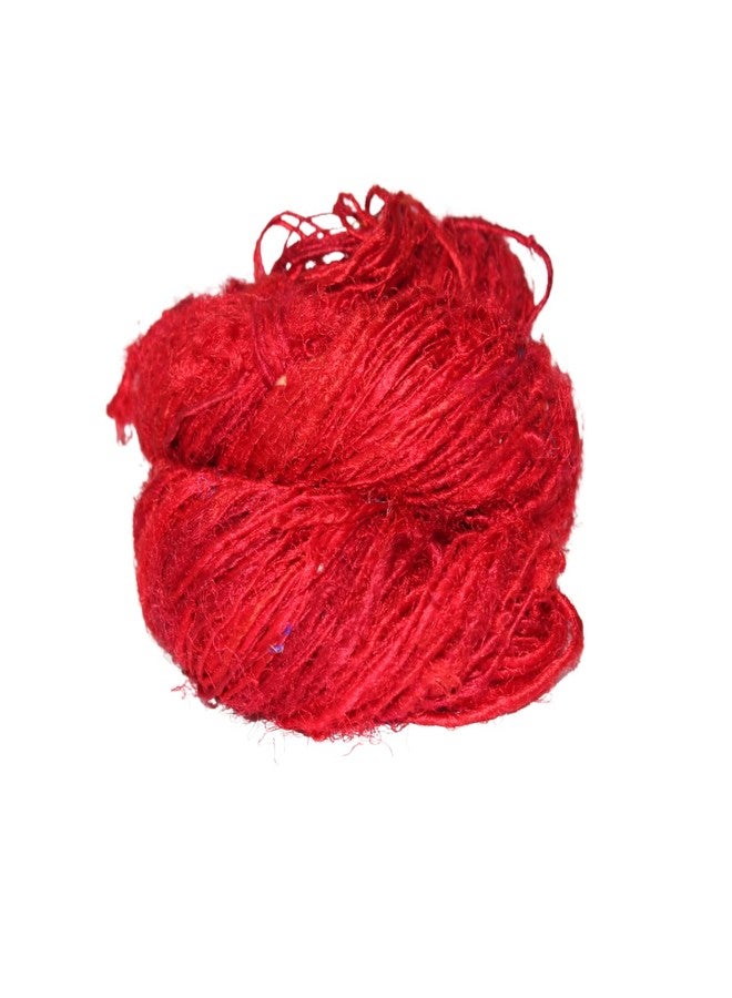 Knitsilk Recycled Sari Silk Yarn - Red Shade (100 Grams) - Image 2