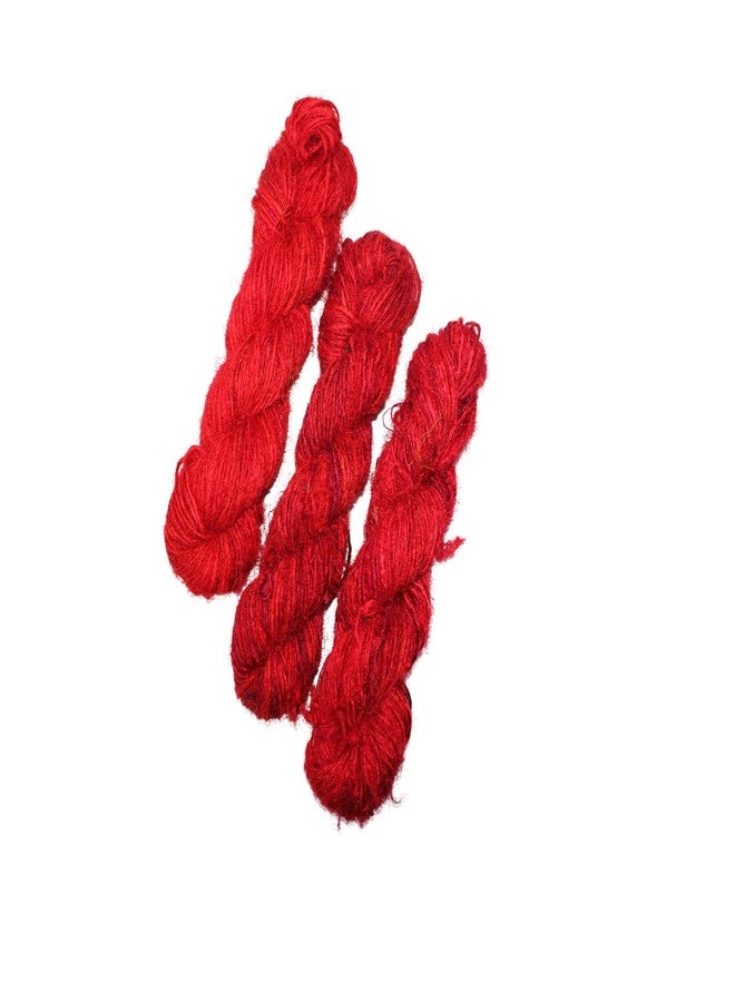 Knitsilk Recycled Sari Silk Yarn - Red Shade (100 Grams) - Image 4