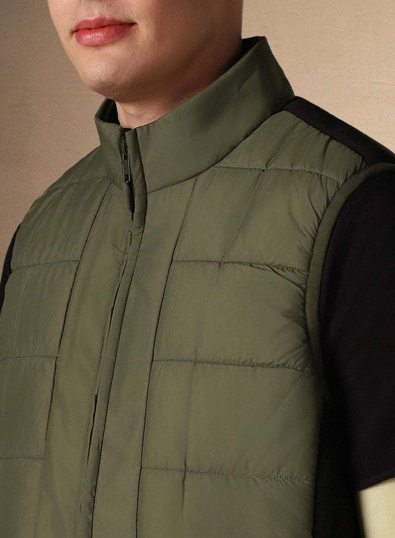 Dennis Lingo Men's Olive 100% Polyester Solid Regular Fit Jacket - Image 5