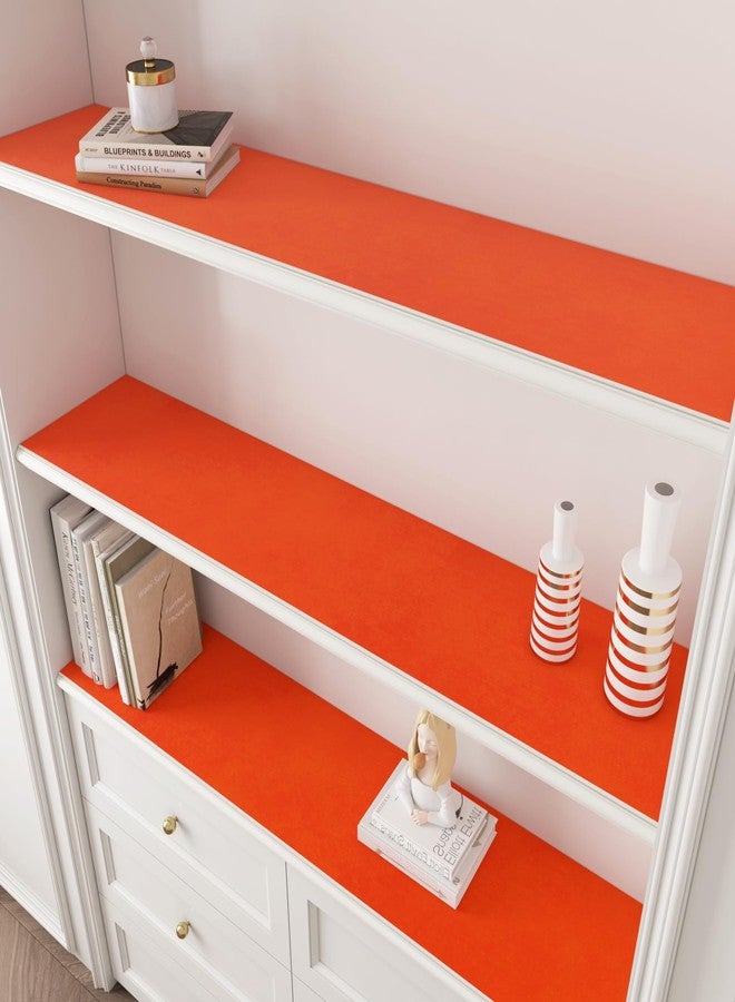 Decotalk Orange Velvet Peel and Stick Wallpaper Felt Fabric Wallpaper for Jewelry Box Drawer Liner 15.7x120 Inch Adhesive Felt Wall Paper Orange Contact Paper for Cabinets and Drawers - Image 4
