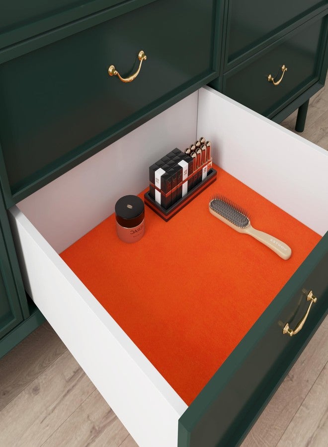 Decotalk Orange Velvet Peel and Stick Wallpaper Felt Fabric Wallpaper for Jewelry Box Drawer Liner 15.7x120 Inch Adhesive Felt Wall Paper Orange Contact Paper for Cabinets and Drawers - Image 3