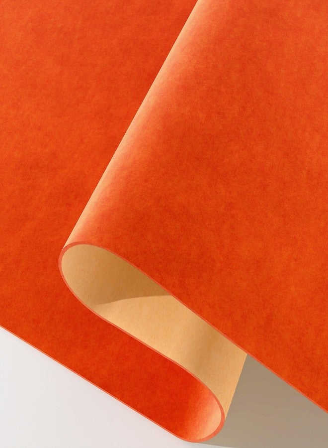 Decotalk Orange Velvet Peel and Stick Wallpaper Felt Fabric Wallpaper for Jewelry Box Drawer Liner 15.7x120 Inch Adhesive Felt Wall Paper Orange Contact Paper for Cabinets and Drawers - Image 1