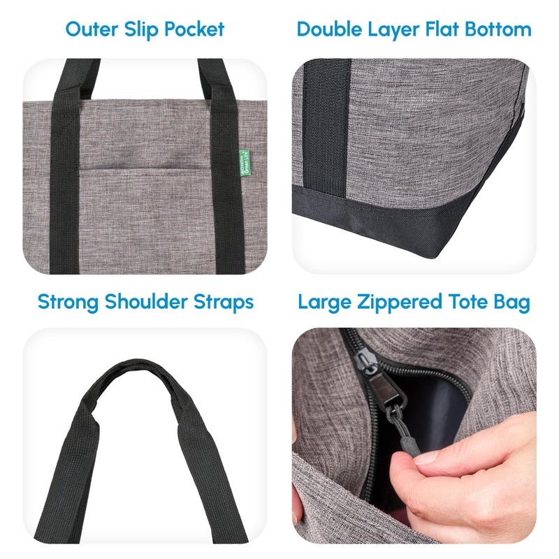 Creative Green Life Creative Green Life Extra Large Tote Bag for Women or Men with Zipper – Everyday Bag for Work, School, gym, Shopping, Teachers, Nurses – Canvas Style Travel Bag, Weekender Overnight Bag (Gray)  - Image 4