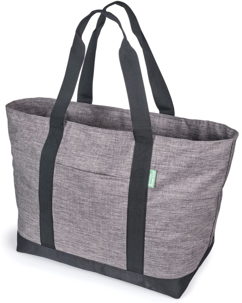 Creative Green Life Creative Green Life Extra Large Tote Bag for Women or Men with Zipper – Everyday Bag for Work, School, gym, Shopping, Teachers, Nurses – Canvas Style Travel Bag, Weekender Overnight Bag (Gray)  - Image 1