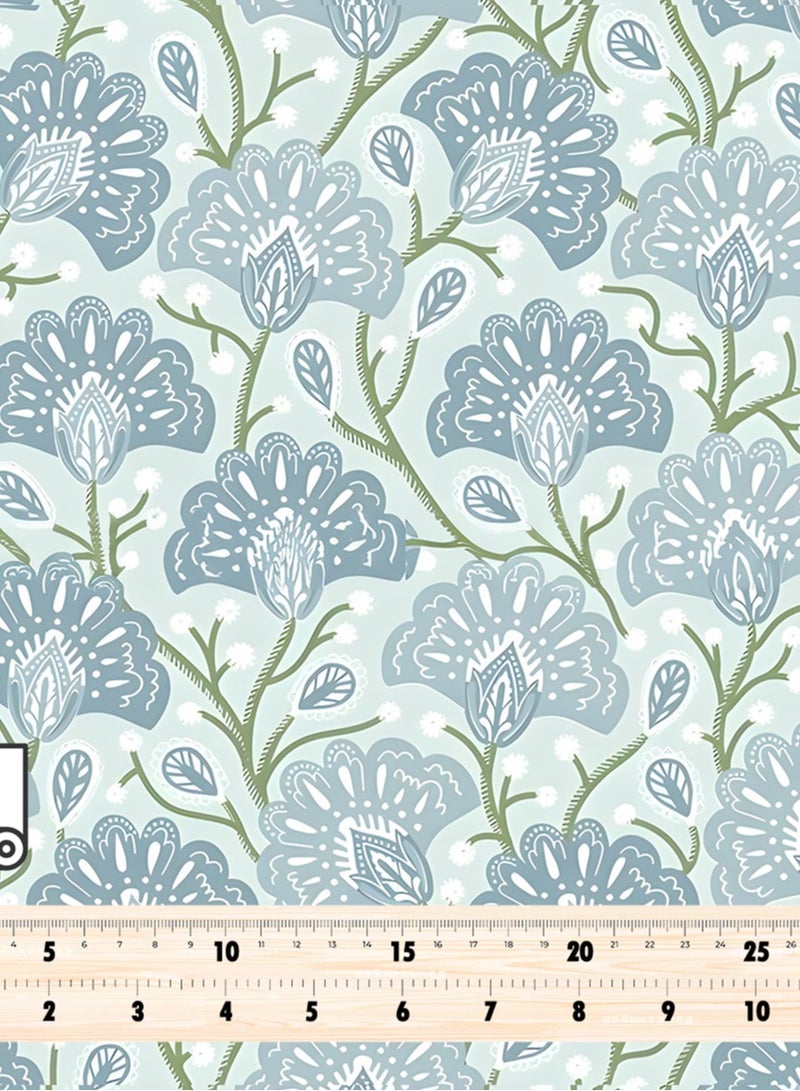 Vellato Al Lail Aramny Silk Fabric By The Yard Blue White Floral Jalabiya Makhweer Dressmaking 58 Inches Width - Image 4