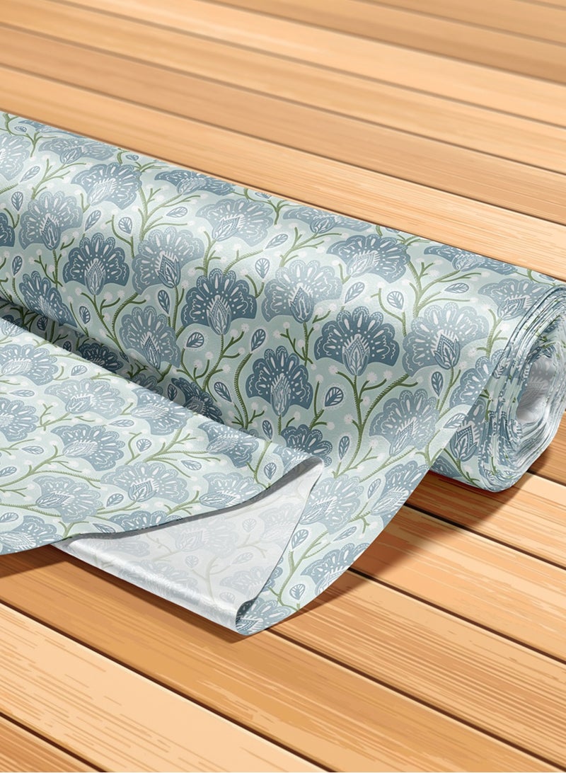 Vellato Al Lail Aramny Silk Fabric By The Yard Blue White Floral Jalabiya Makhweer Dressmaking 58 Inches Width - Image 5