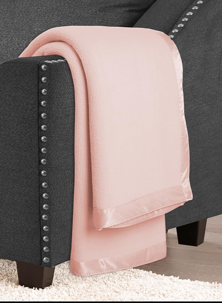 BSB HOME BSB HOME® 220 GSM Premium ANTIPILL POLO BLANKET Plush Single Blanket for Bed, Sofa, Couch, Travel and Camping AC Blanket | 150x220 cm | Pink | ANTIPILL POLO BLANKET  - Image 2