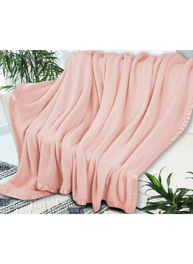 BSB HOME BSB HOME® 220 GSM Premium ANTIPILL POLO BLANKET Plush Single Blanket for Bed, Sofa, Couch, Travel and Camping AC Blanket | 150x220 cm | Pink | ANTIPILL POLO BLANKET  - Image 3