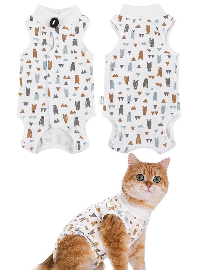 بدلة تعافي للقطط من جروح البطن، قطعة واحدة قابلة للتنفس للقطط بعد العمليات الجراحية، بدلة تعافي جراحي للقطط، بديل مخروطي للعار للقطط مضاد لللعق (L) - Image 1