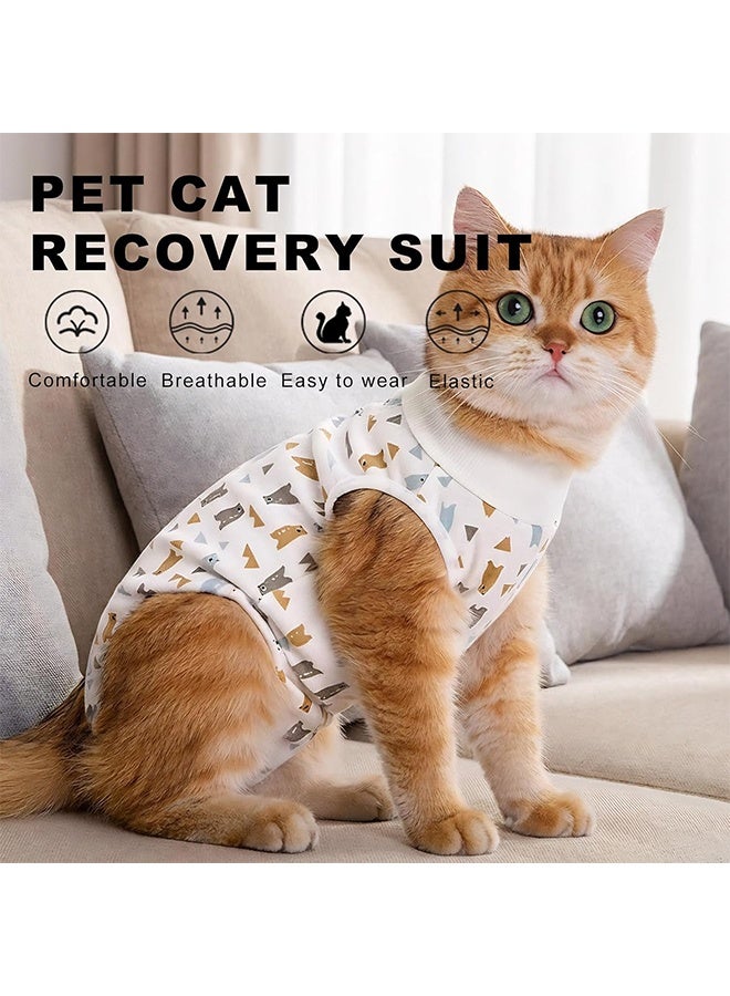 بدلة تعافي للقطط من جروح البطن، قطعة واحدة قابلة للتنفس للقطط بعد العمليات الجراحية، بدلة تعافي جراحي للقطط، بديل مخروطي للعار للقطط مضاد لللعق (L) - Image 3