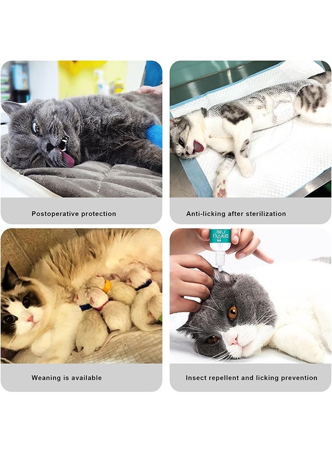 بدلة تعافي للقطط من جروح البطن، قطعة واحدة قابلة للتنفس للقطط بعد العمليات الجراحية، بدلة تعافي جراحي للقطط، بديل مخروطي للعار للقطط مضاد لللعق (L) - Image 2